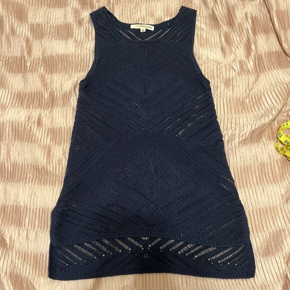 Rewind Size Small Navy Blue Sheer Knit Tank Dress - Picture 1 of 6
